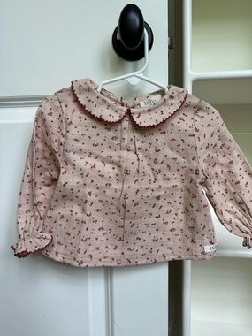 NWOT Búho Pink Floral Peter Pan Collar Top for Baby